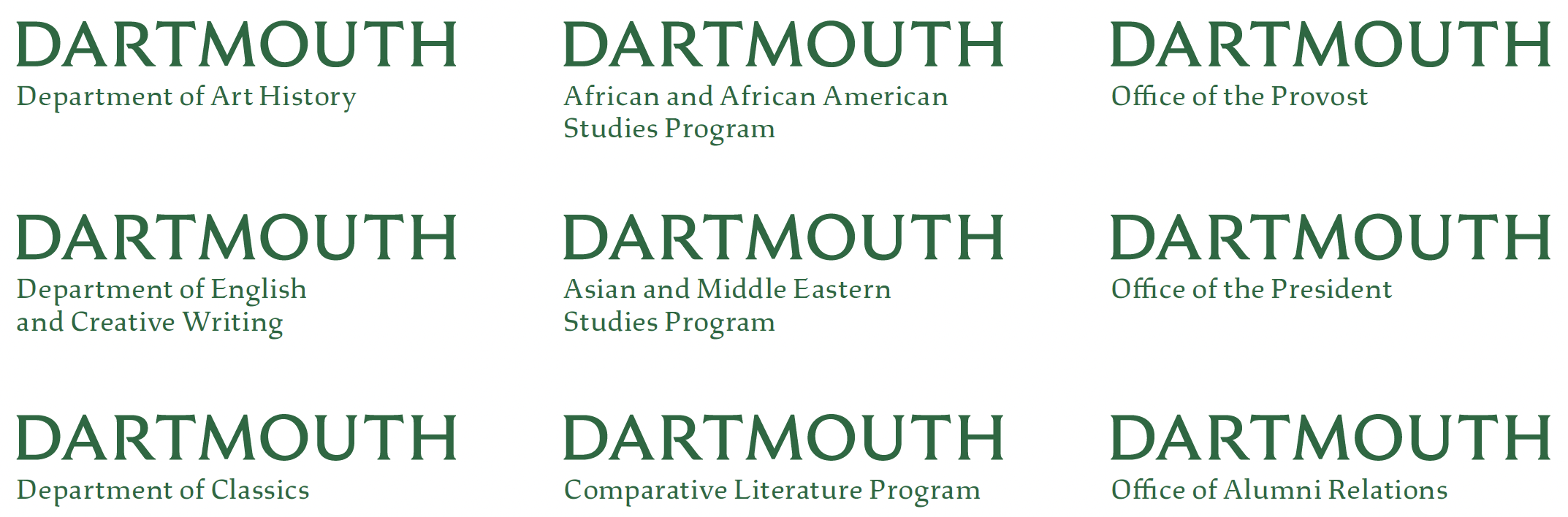 Examples of Dartmouth department logo lockups