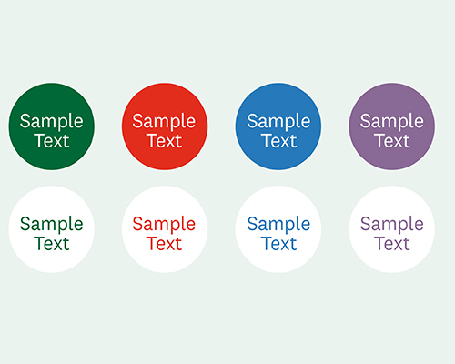 Circles of colors with sample text