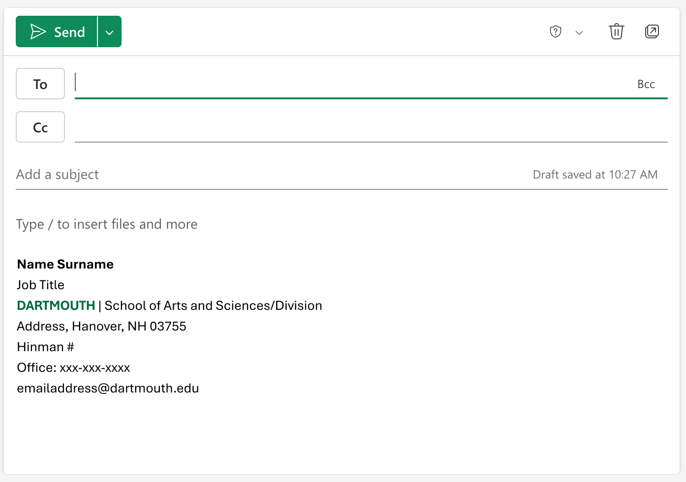 Arts and Sciences Email Signature
